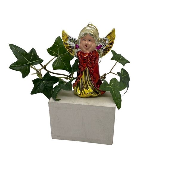 Vintage 1980s Angel Christmas Ornament Red - Picture 15 of 15